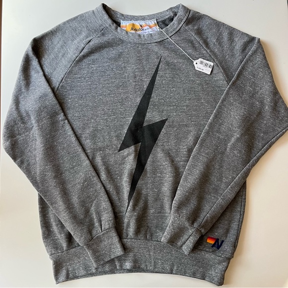 NWT Aviator Nation Bolt Crew Sweatshirt - Heather Grey - Picture 4 of 6
